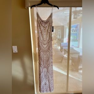 Beautiful ivory (nearly white) and gold evening gown, never been worn